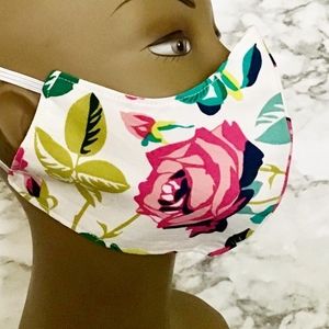 White/Rose  Mask Womens New Handmade